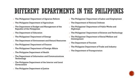 Solution Different Departments In The Philippines Studypool