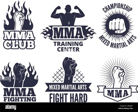 Design Template Of Sport Martial Labels For Mma Fighters Stock Vector