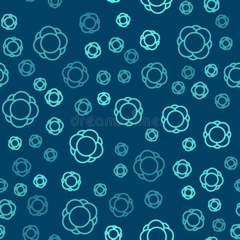 Green Line Molecule Icon Isolated Seamless Pattern On Blue Background