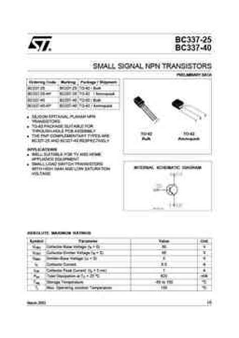 bc337 PDF datasheet. ALL TRANSISTORS DATASHEET. POWER MOSFET, IGBT, IC ...