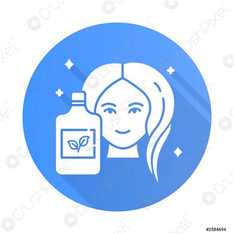 Natural Shampoo Bottle Blue Flat Design Long Shadow Glyph Icon Stock