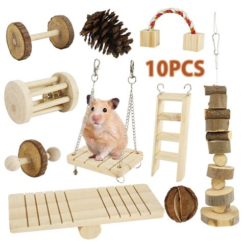 10pcs Pet Chew Toys Hamster Mouse Guinea Pigs Rat Rabbit Wooden