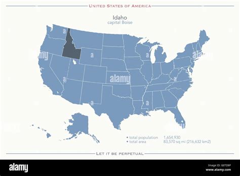 Vereinigte Staaten Von Amerika Isoliert Karte Und Idaho Staatsgebiet