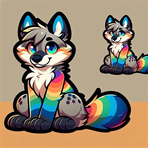 Rainbow Wolf Furry Fanart