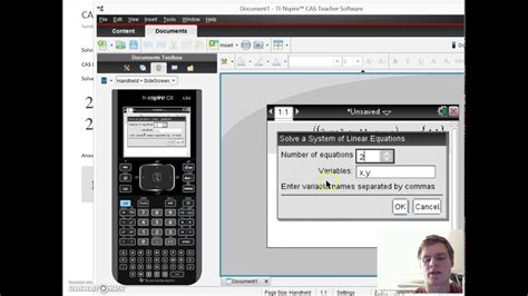 Cas How To Solve A System Of Linear Equations Ti Nspire Youtube