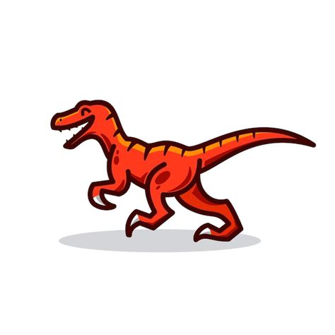 Rojo Raptor Logo Icono Feliz Velociraptor Dinosaurio Vector Ilustraci N