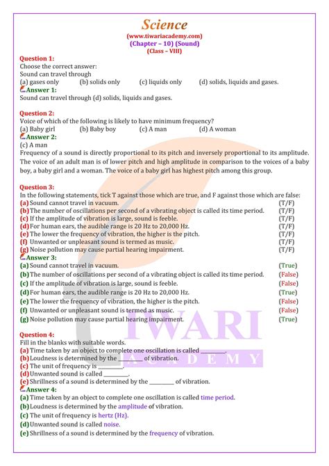 Ncert Solutions For Class Science Chapter Sound