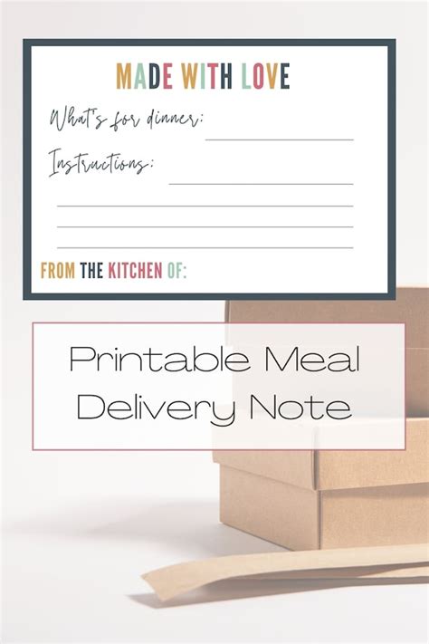 Printable Meal Delivery Note Meal Train Label Printable Etsy