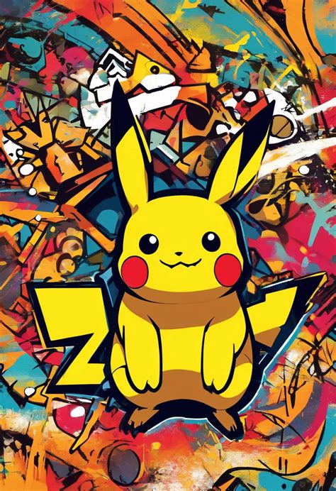 A Close Up Of A Pokemon Pikachu With Graffiti On It Seaart Ai