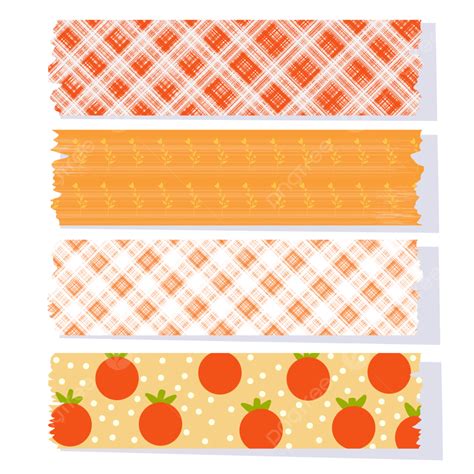 Yello And Orange Washi Tape Cute Handdrawn Yello Washi Tape Cute Png