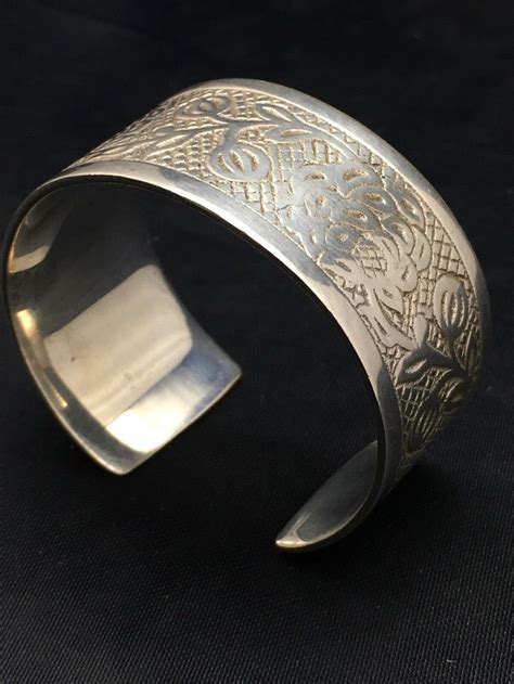 Sterling Silver Stamped Cuff Bracelet Handmade 4052 Etsy Uk