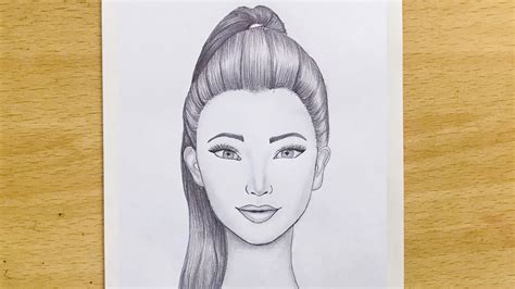 How To Draw A Girl With Ponytail Hairstyle Pencil Sketch Face