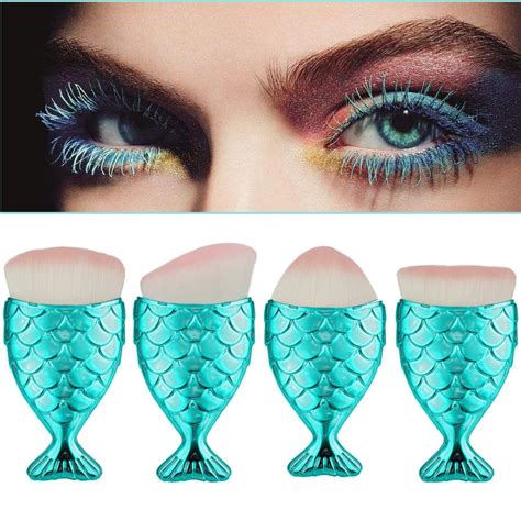 4PC Professional Fish Scale Makeup Brush Fishtail Bottom Brush Powder