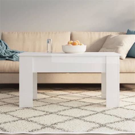 Table basse ZERODIS Blanc brillant Bois d ingénierie Dessus