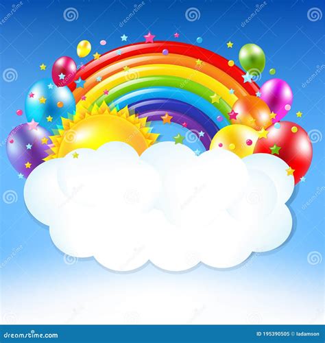 Happy Birthday Banner with Rainbow Stock Vector - Illustration of candy, rainbow: 195390505