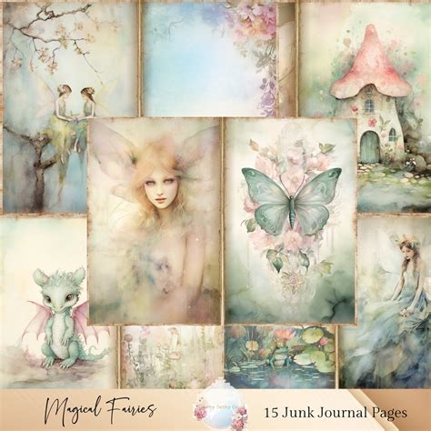 Fairies Junk Journal Kit Fairy Collage Printables Digital Fairy Kit