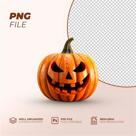 Premium Psd 3d Halloween Pumpkin Psd Halloween Horror Pumpkin Png Psd