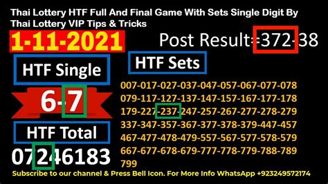 Thai Lottery Htf Full And Final Game Sets Single Digit By