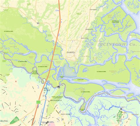 Darien Area Road Map - Ontheworldmap.com