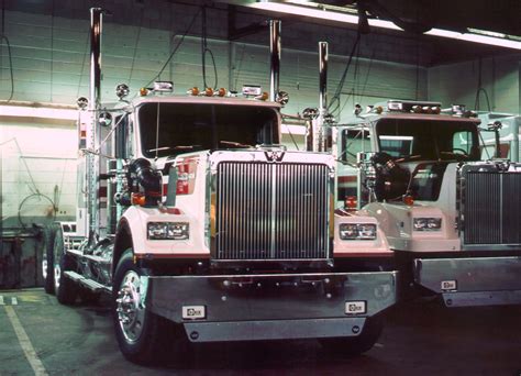 Two White Western Star Conventionals Being Prepped And Readied For Delivery Western Star Trucks