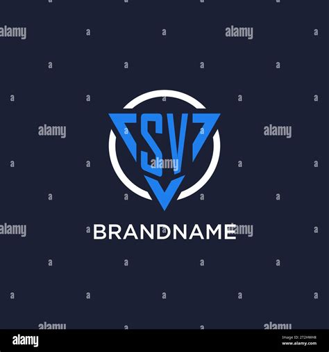 Sv Monogram Logo With Triangle Shape And Circle Design Vector Stock