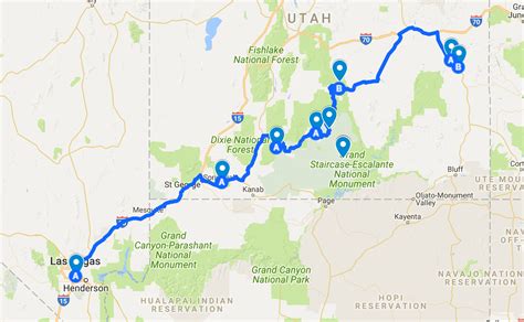 Utah And Arizona National Parks Road Trip Map