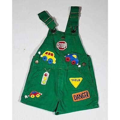 Vtg OshKosh B Gosh Bib Overalls Sz 5 Vestbak Hand Painted Cars Traffic