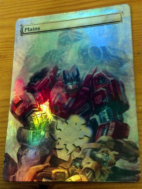 Foil Mtg Plains Altered Art Transformers Optimus Prime Fallen Etsy