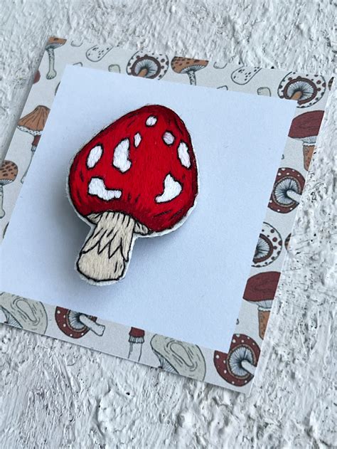 Red Mushroom Brooch Amanita Muscaria Mushroom Lapel Pin Fly Agaric Cottagecore Mushroom