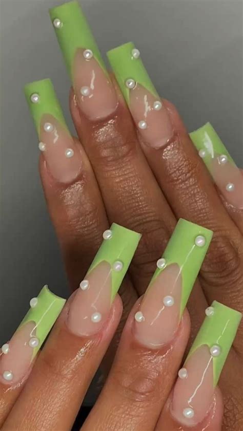 Trendy Nails Rhinestone Nails Green Nails Green Acrylic Nails