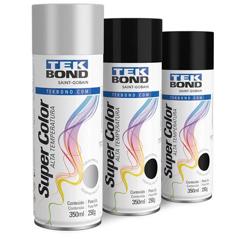 Kit 6 Tinta Spray Alta Temperatura 350ml Tekbond