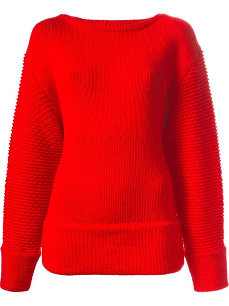 Lyst Helmut Lang Textured Oversized Sweater In Red