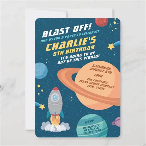 Outer Space Fun Birthday Invitation Zazzle