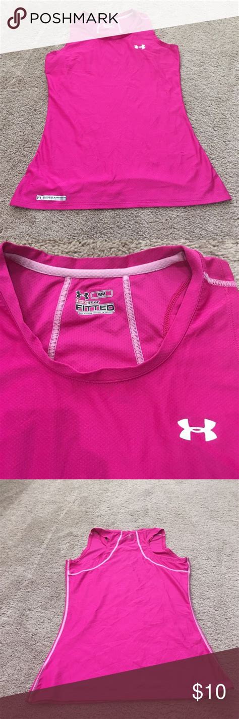 Under Armour Hot Pink Heat Gear Wwhite Stitching Under Armour Hot Pink Heat Gear Wwhite