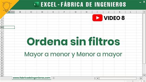 Excel Ordenar De Mayor A Menor O Menor A Mayor Sin Usar Filtros