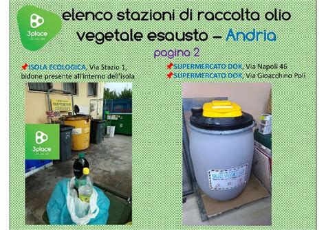 Raccolta Olio Vegetale Esausto Ad Andria Ecco L Elenco Completo Con