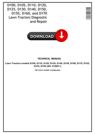 John Deere D D D D Lawn Tractors Service Repair Manual