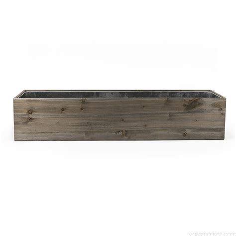 Wood Long Rectangular Planter Box W Zinc Liner Natural H 8 Opening