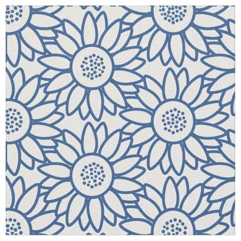 blue sunflower pattern fabric | Zazzle