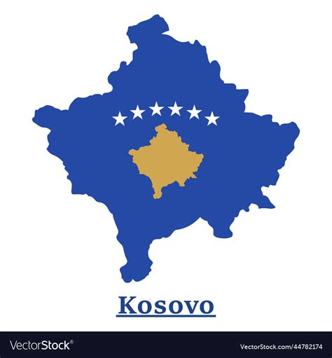 Kosovo National Flag Map Design Royalty Free Vector Image