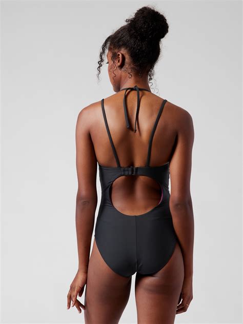 Athleta Keyhole One Piece Swimsuit Black