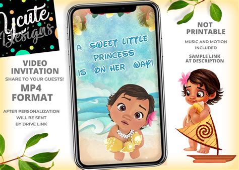 Moana Baby Shower Invitation Video Animated Invitation Moana Baby