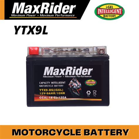 MaxRider YTX9 BS I GEL Motorcycle Battery 12V 9Ah MAINTENANCE FREE