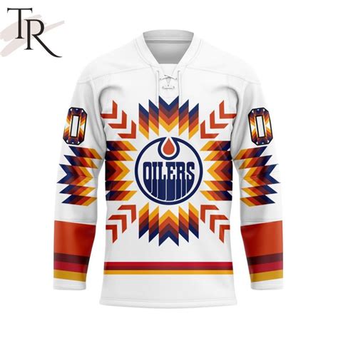 NHL Edmonton Oilers Special Design With Native Pattern Hockey Jersey