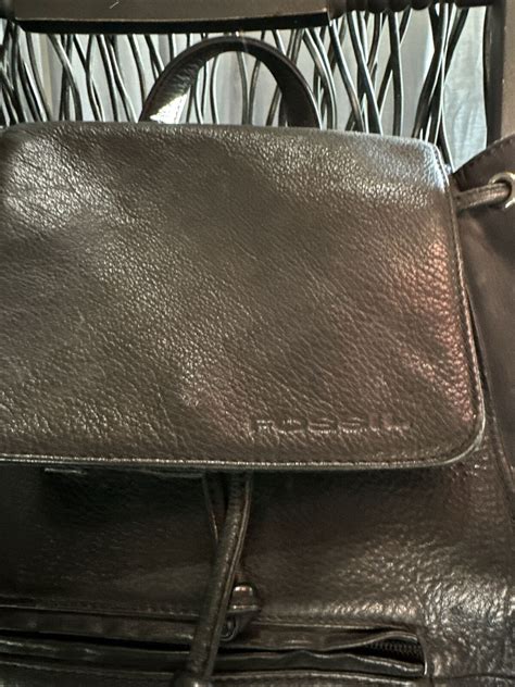 Fossil Vintage Leather Backpack Black Flap Top Purse Gem