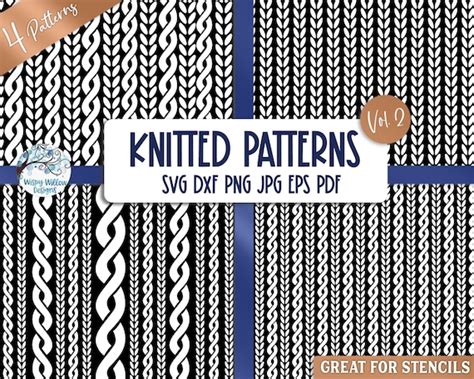 Knitted Pattern Svg Bundle Knitting Texture Stencils For Etsy