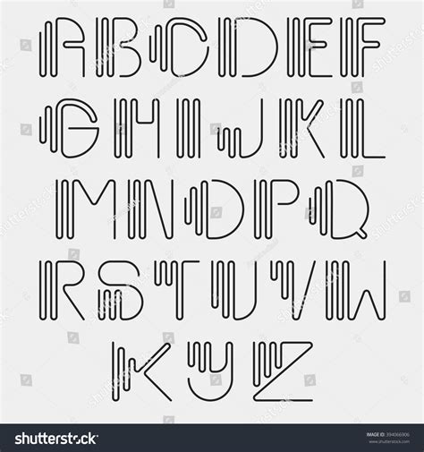 Original Curved Latin Alphabet Set Linear Royalty Free Stock Vector