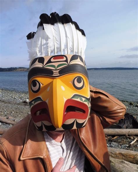 Northwest Coast First Nations Superb Art Carving Eagle Mask By Calvin