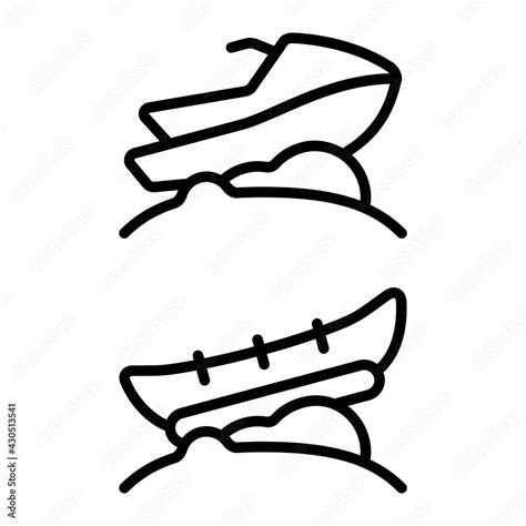 Banana Boat And Jetski Icon With Outline Style And Pixel Perfect Base