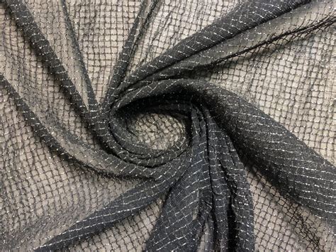 Stretch Tulle Fabric With Embossed Metallic Geometric Pattern